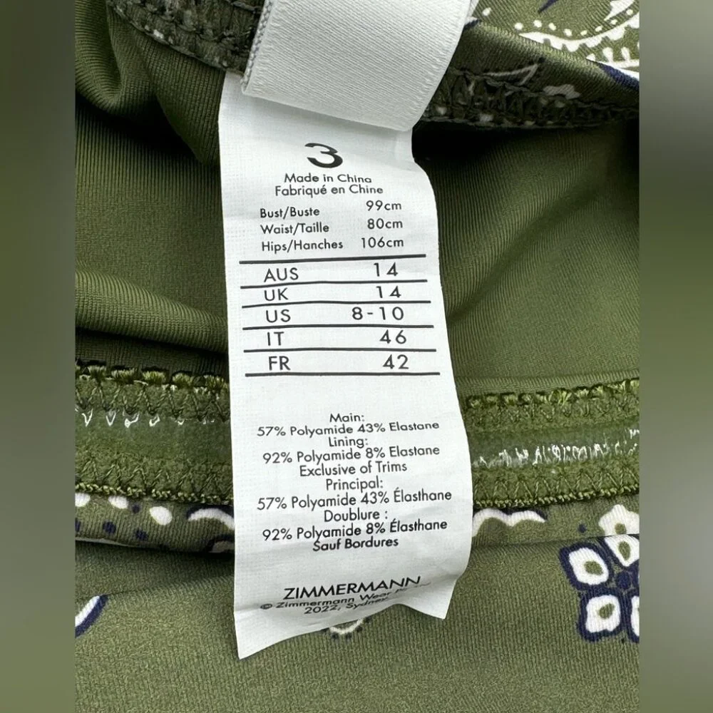 🆕 ZIMMERMANN 🧿 NWOT Paisley Scarf Sculpt Bandeau Swimsuit - Sz 3 - US 8, Green - Picture 13 of 15